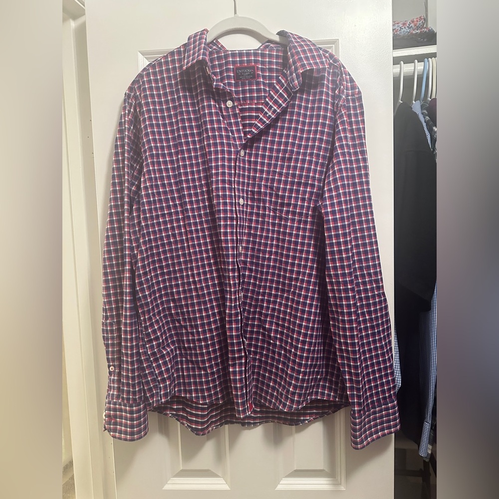 UNTUCKit Men's Plaid Shirt - Red and Blue